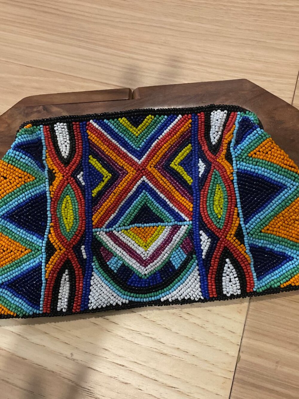 Beaded and Wooden Aldo Clutch